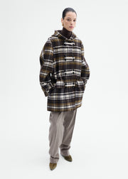 Checked Wool Duffle Coat - Brown Multi - CO Collections